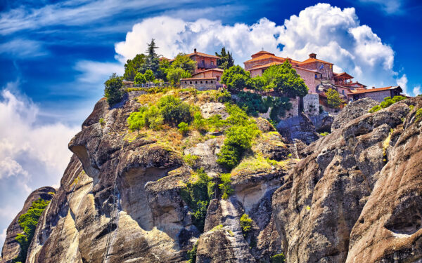 The Holy Monastery of Grand Meteoran in Meteora mountains, Thessaly, Greece. UNESCO World Heritage 